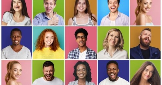 Collage of diverse people with different expressions and backgrounds, representing a range of user personas.