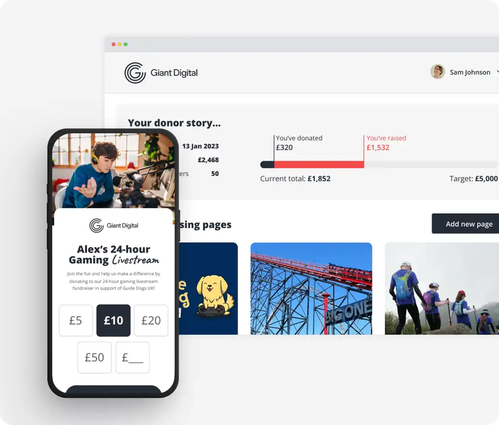 Desktop and mobile display of Giant Giving donation platform.