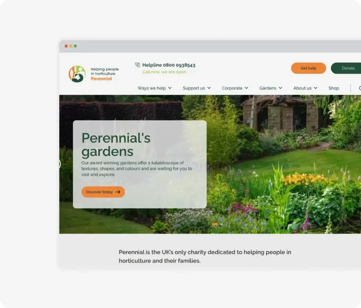 Display of Perennial website design on desktop